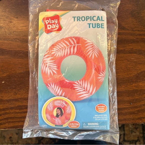 New In Package Play Day Orange Inflatable Tube Float - Picture 1 of 2